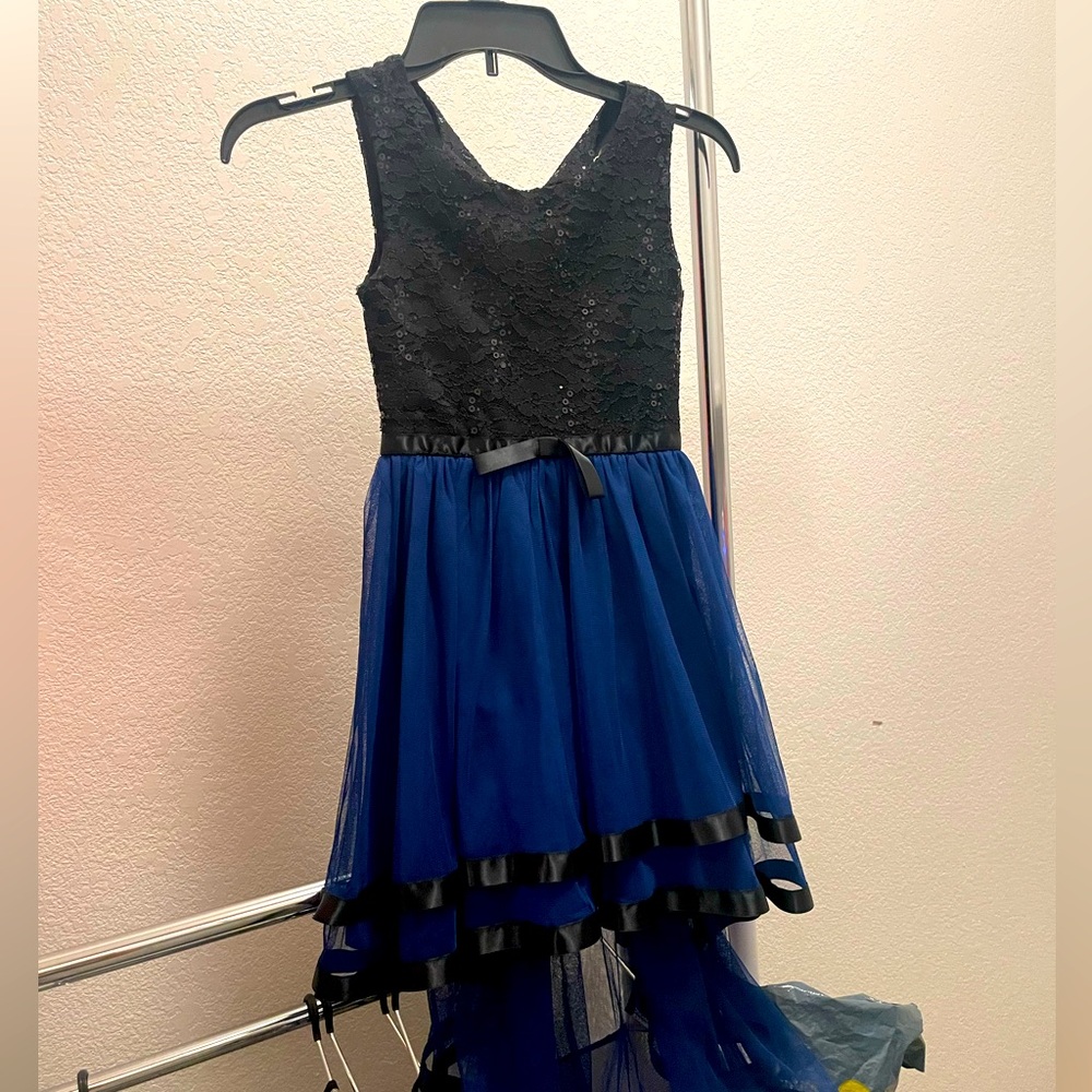 Black lace top with tulle bottom with train like dress girls size 7